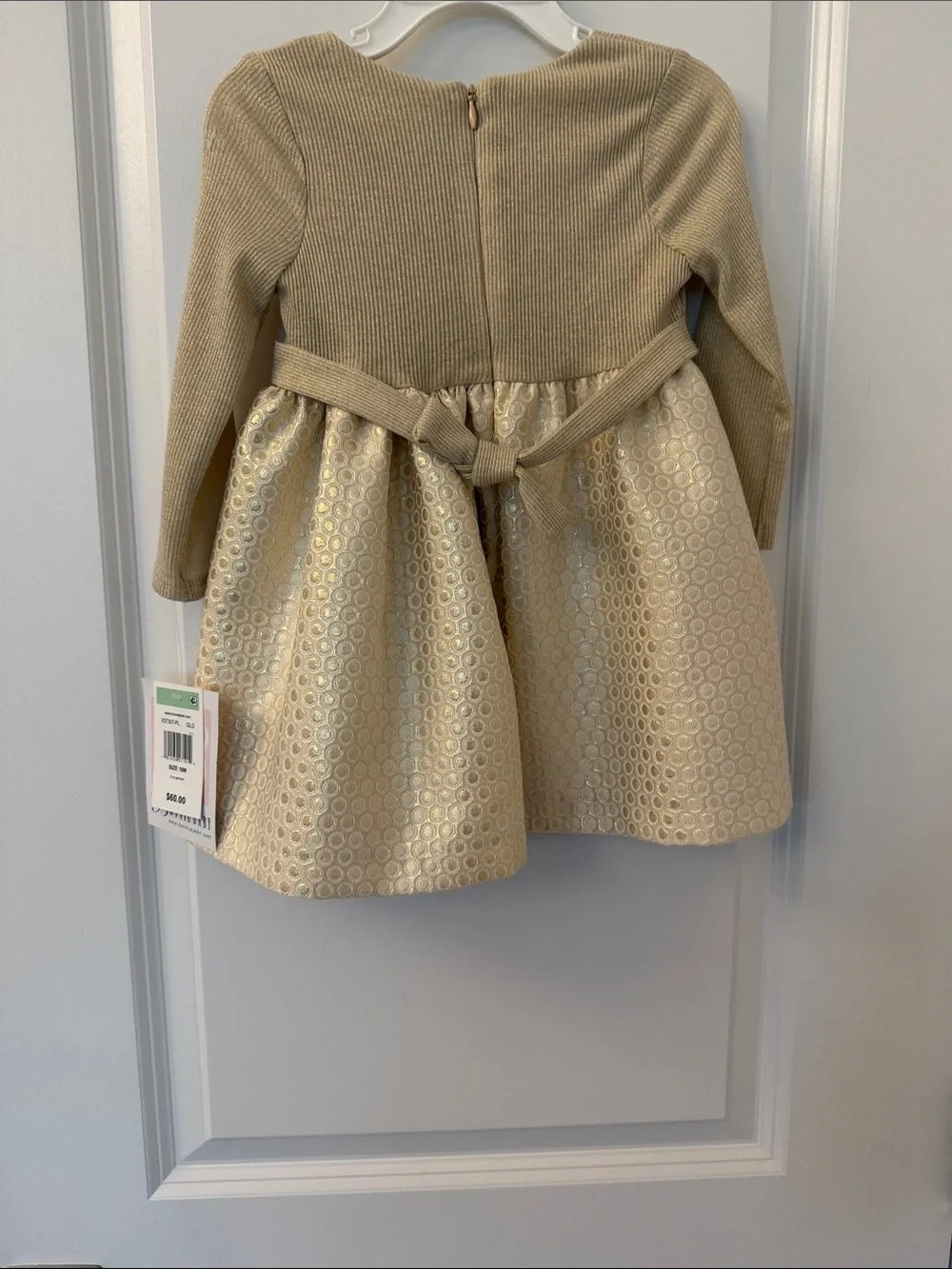 Girls Gold Dress with Bow